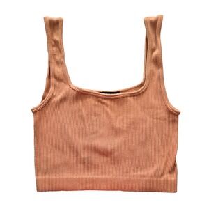 Ribbed Comfort Y2K Bra Top‎ Wireless Pullover Stretch Sleep Active Zara Pink XS
